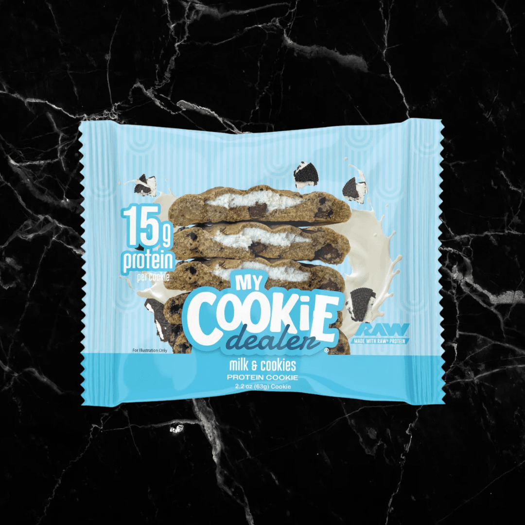 My Cookie Dealer 2oz Milk & Cookies protein cookie featuring 15g protein, perfect for health-conscious snacking with classic flavor appeal.