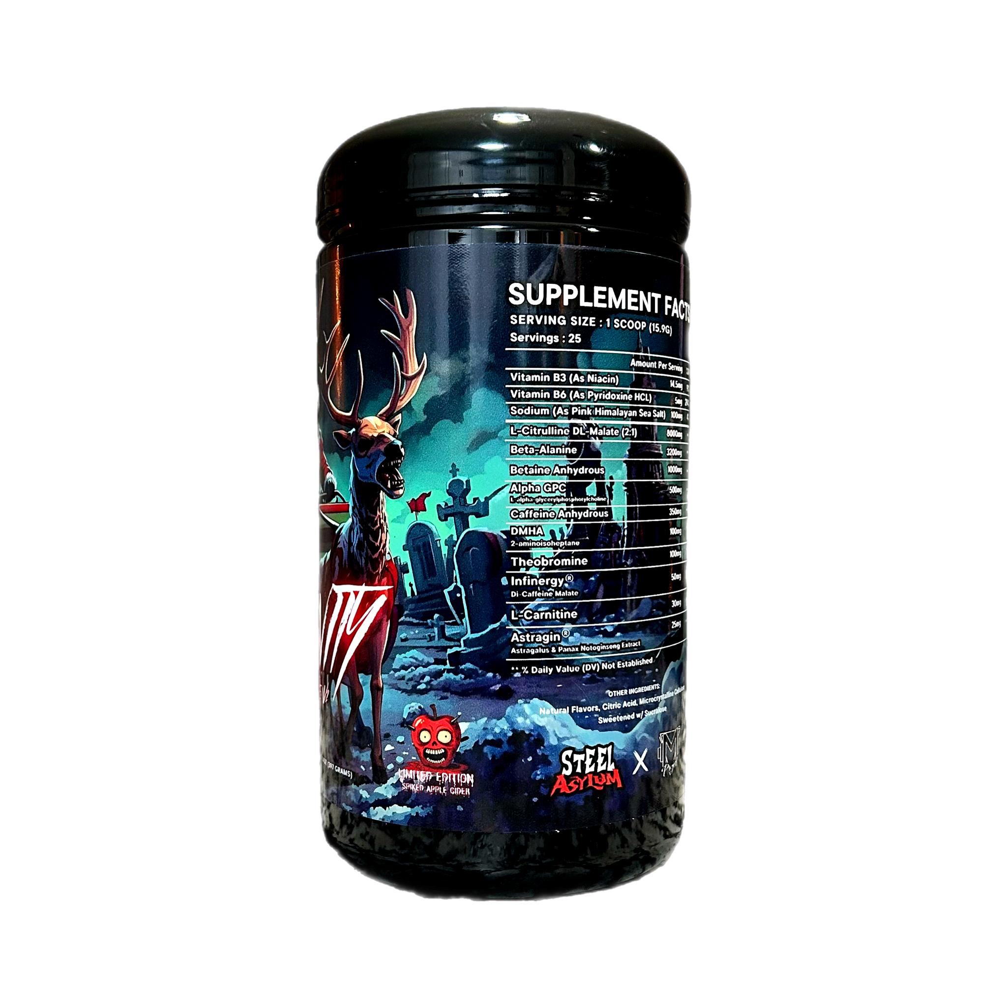 Supplement facts panel of Insanity V2 Pre-Workout Blood Orange