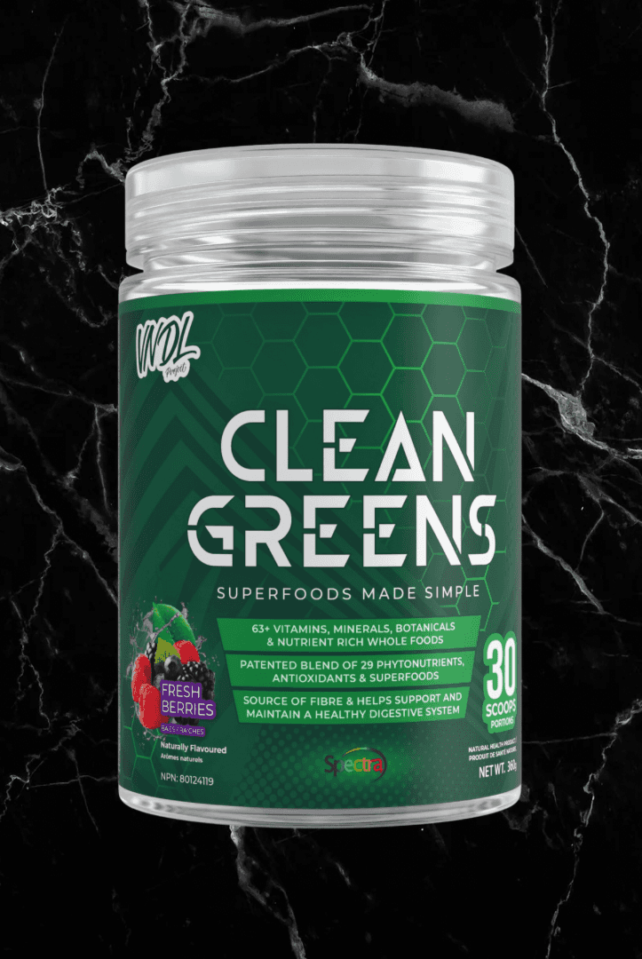 VNDL Clean Greens Fresh Berries flavor packed with antioxidants, botanicals, and fiber to support immunity and wellness. 30 servings.
