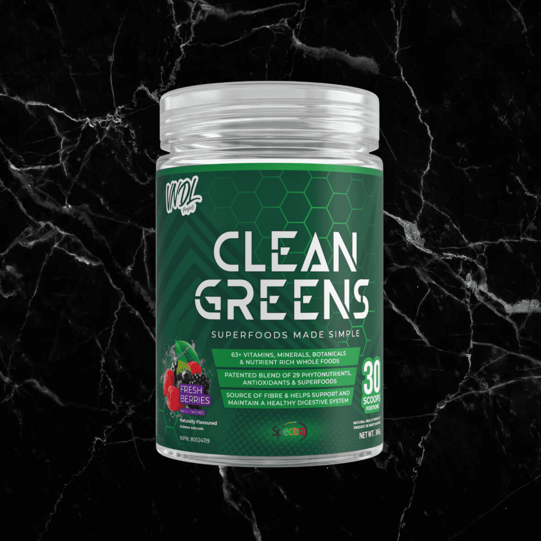 VNDL Clean Greens Fresh Berries flavor packed with antioxidants, botanicals, and fiber to support immunity and wellness. 30 servings.