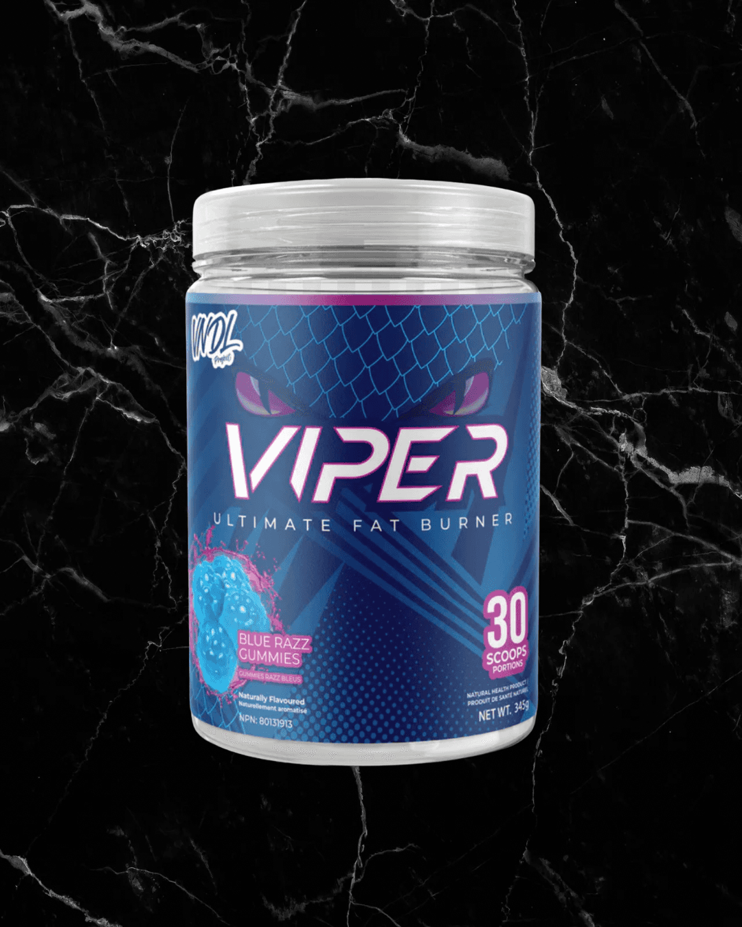 VNDL VIPER Blue Razz Gummies fat burner with 30 servings, crafted to increase energy and burn fat with a candy-inspired taste.