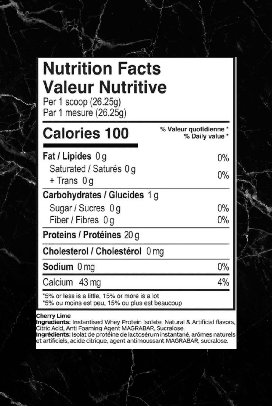 Nutrition facts label for Believe Supplements Pineapple Punch Protein Refresher showing 100 calories, 20g protein, and 0g sugar per scoop.