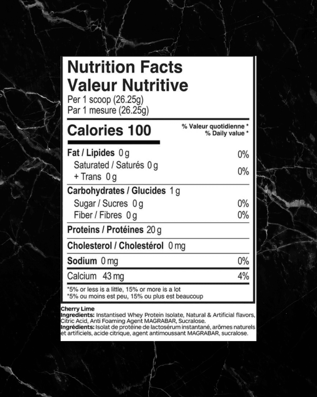 Nutrition facts label for Believe Supplements Pineapple Punch Protein Refresher showing 100 calories, 20g protein, and 0g sugar per scoop.