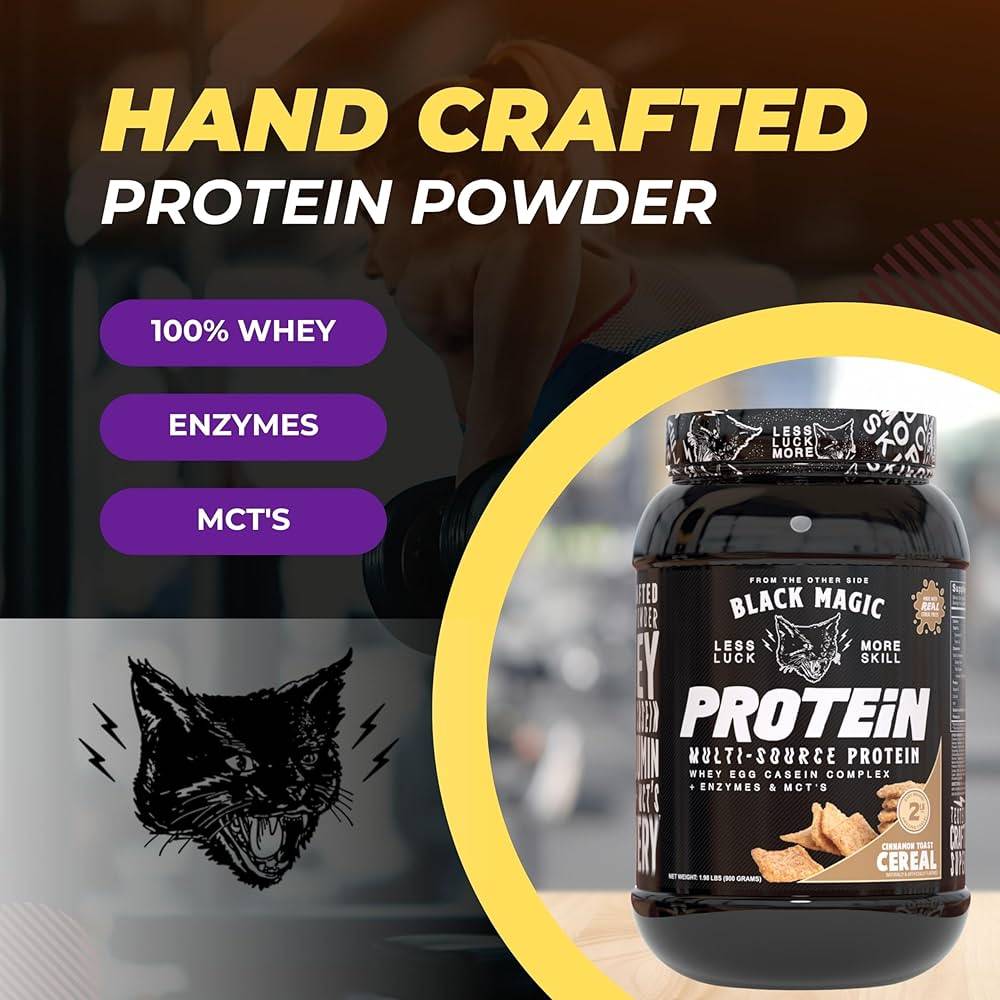 Handcrafted Black Magic Protein with whey, enzymes, MCTs
