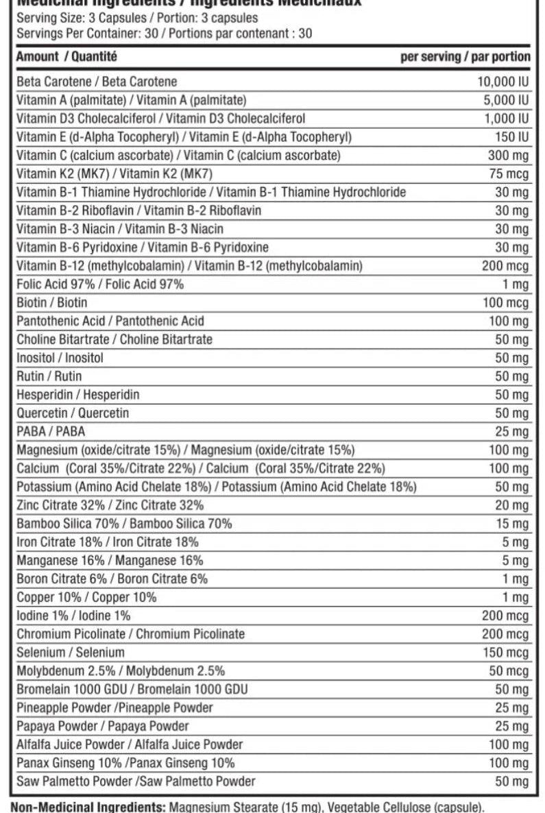 Proline Active Men Vitamins ingredient list