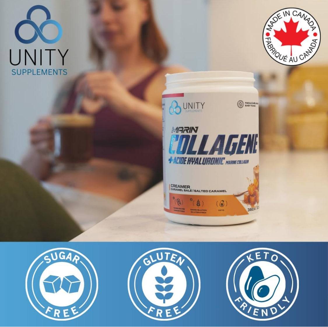 Unity Marine Collagen Powder with Sugar-Free, Gluten-Free, Keto Icons