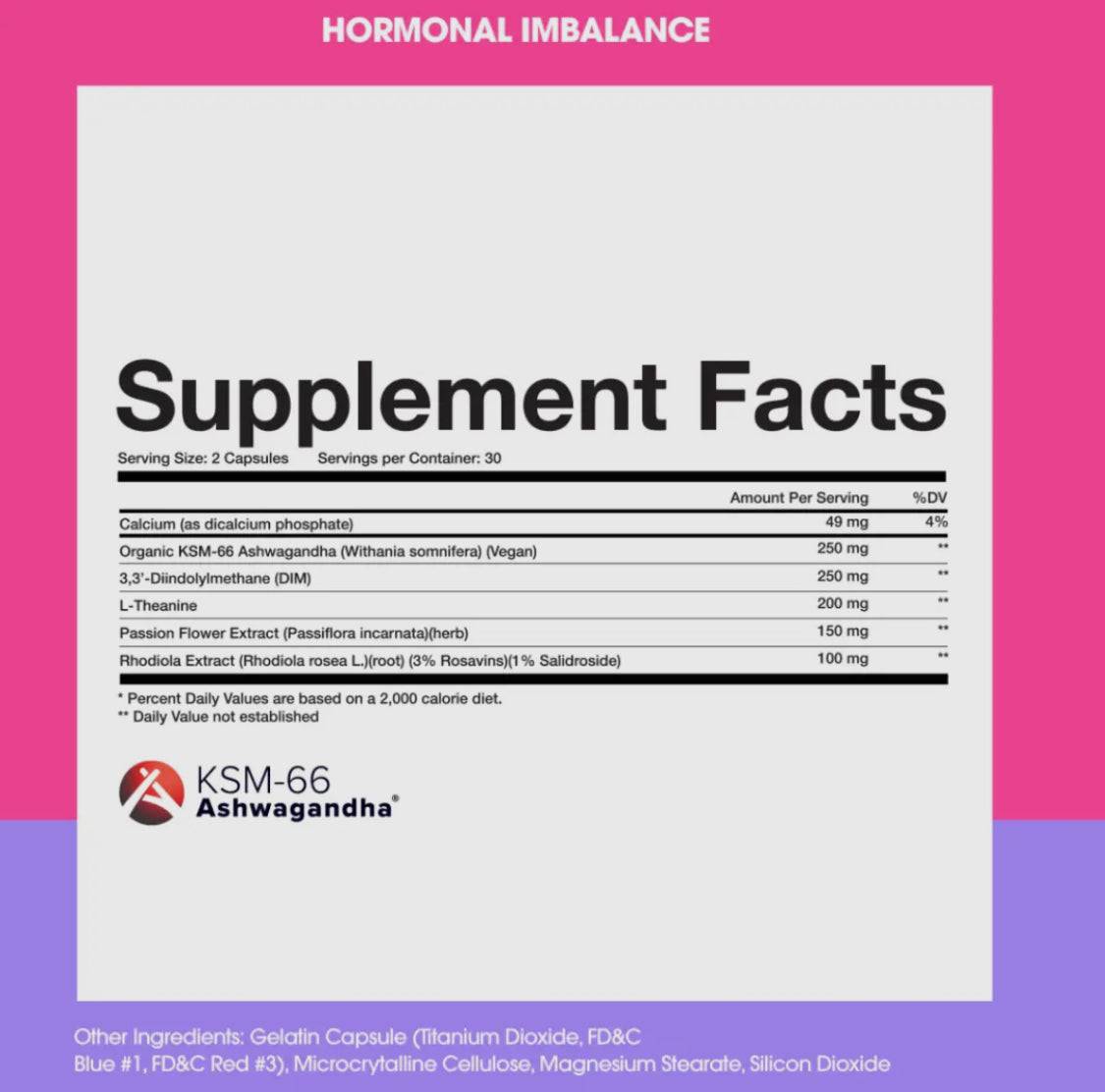 Obvi Good Bye Hormonal Balance supplement facts