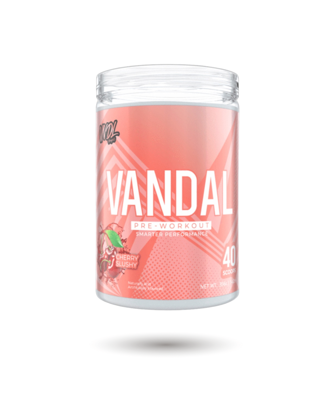 VNDL Project Vandal Pre-Workout Cherry Slushy flavor in red tub. 40 servings designed to improve energy, focus, and workout performance.