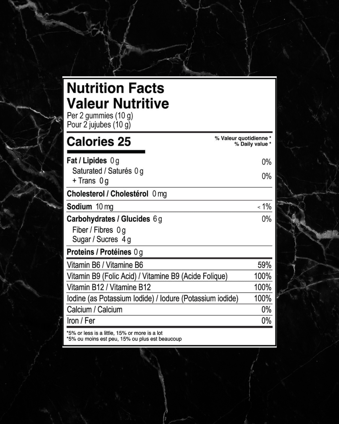 Nutrition facts label for Believe Supplements - Apple Cider Vinegar Gummies showing B vitamins, low calories, and no fat or sugar content.