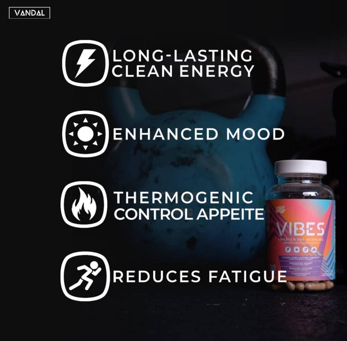 VNDL Vibes benefits: energy, mood, thermogenic, fatigue reduction