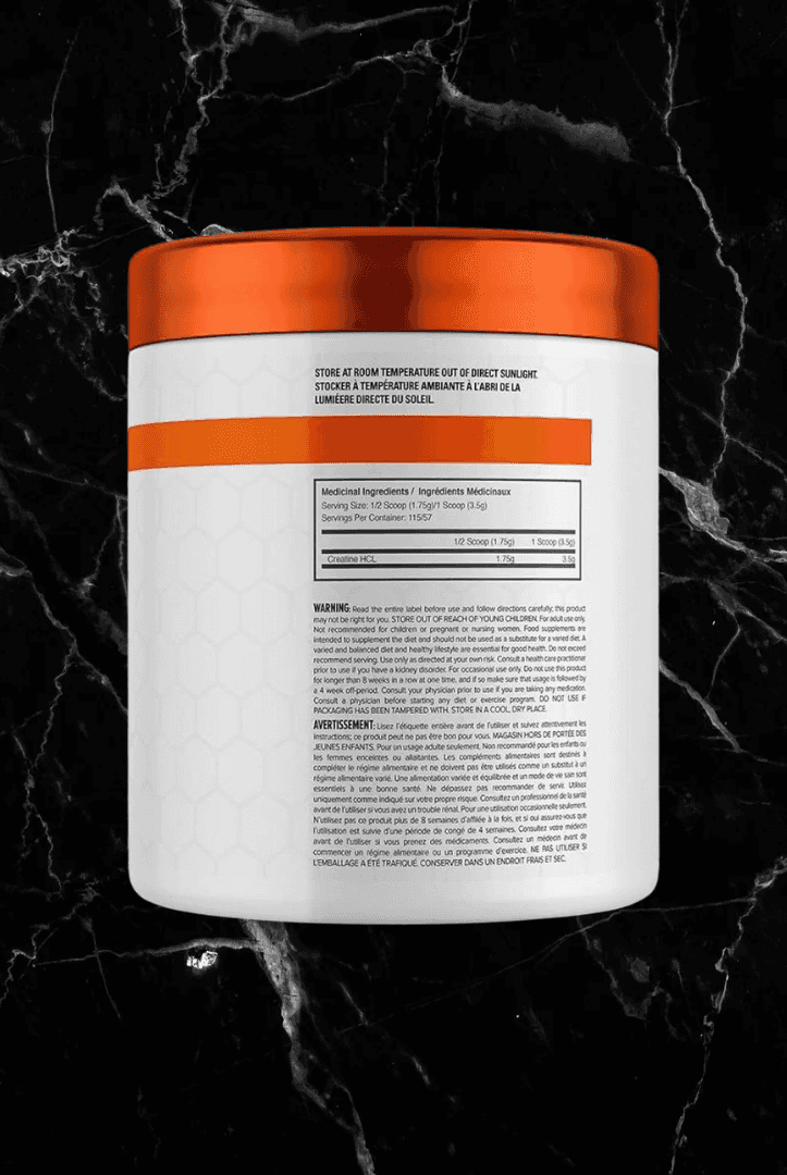 Back label of Ballistic Creatine HCL showing supplement facts and ingredients for fitness and muscle recovery support.