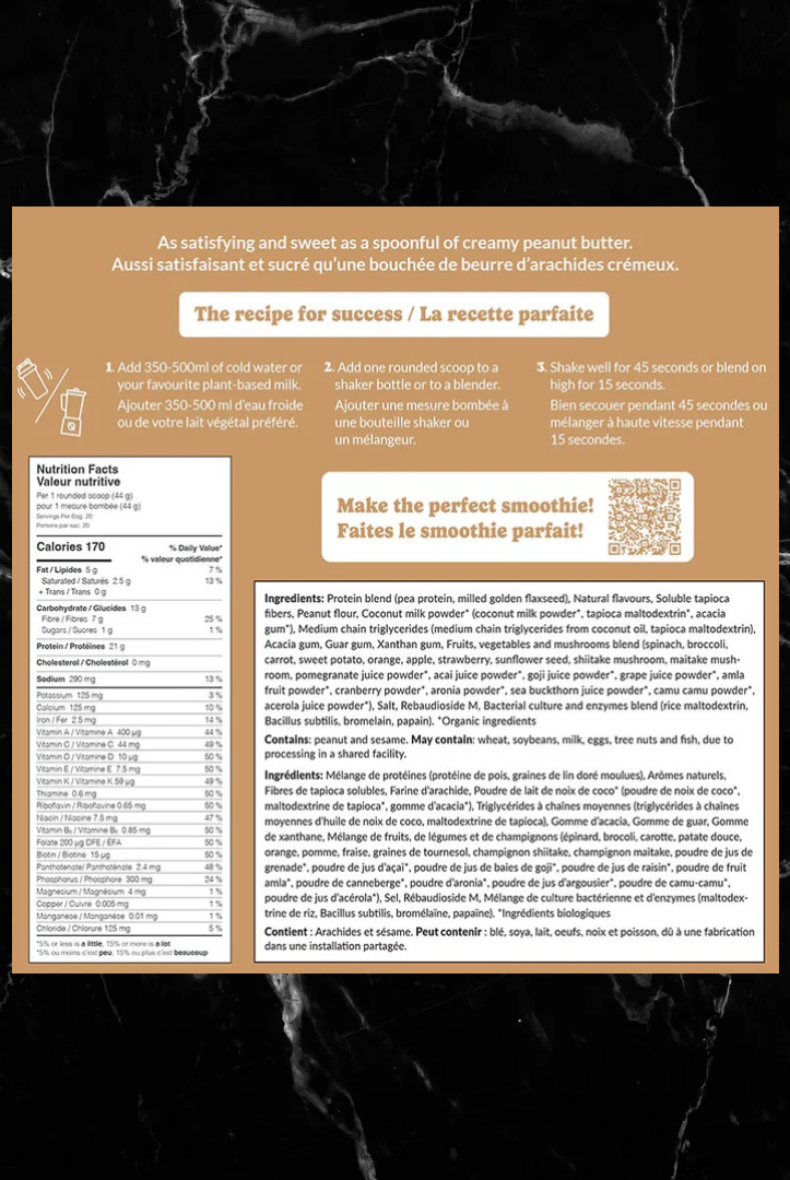 Peanut Butter Milkshake flavor nutrition and preparation guide for goodprotein Plant Blend, with detailed ingredients and smoothie recipe tips.