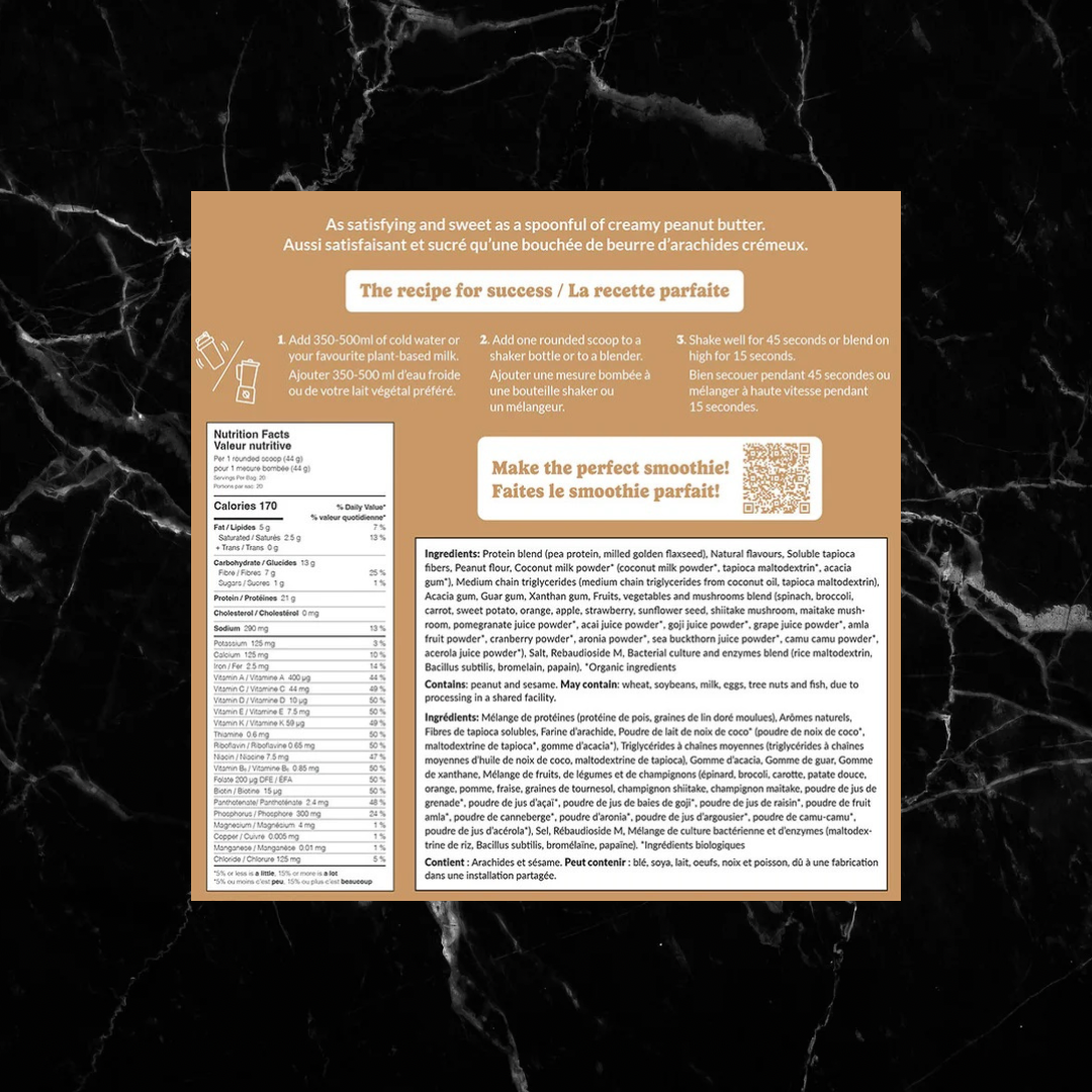 Peanut Butter Milkshake flavor nutrition and preparation guide for goodprotein Plant Blend, with detailed ingredients and smoothie recipe tips.