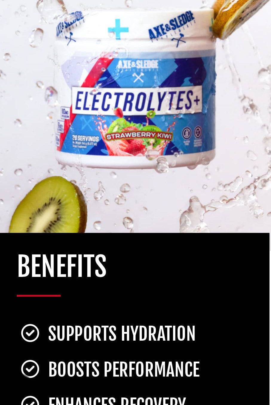 Axe & Sledge Electrolytes+ benefits overview