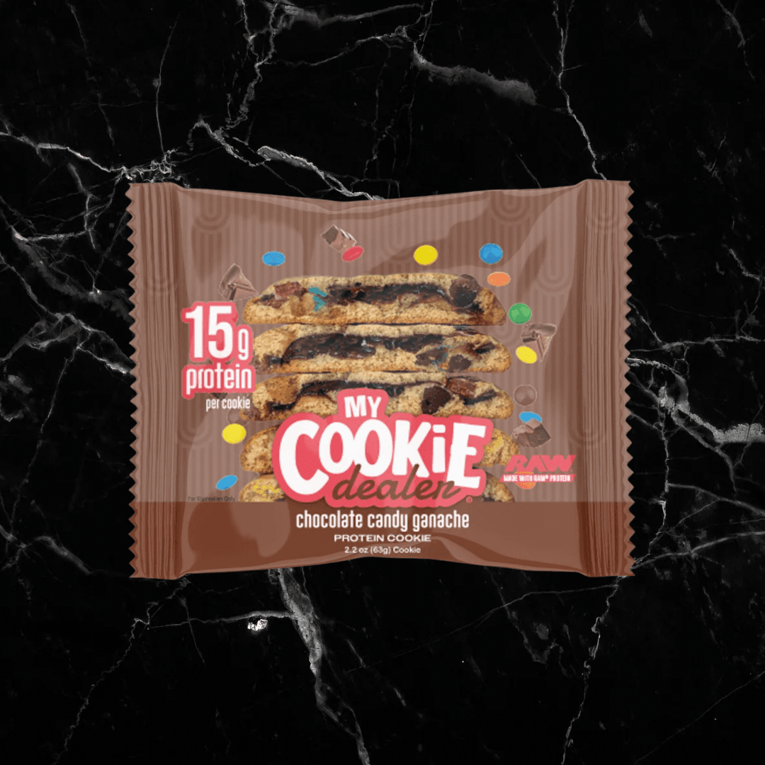 My Cookie Dealer 2oz Chocolate Candy Ganache protein cookie with 15g protein, ideal snack size for fitness nutrition and sweet cravings.