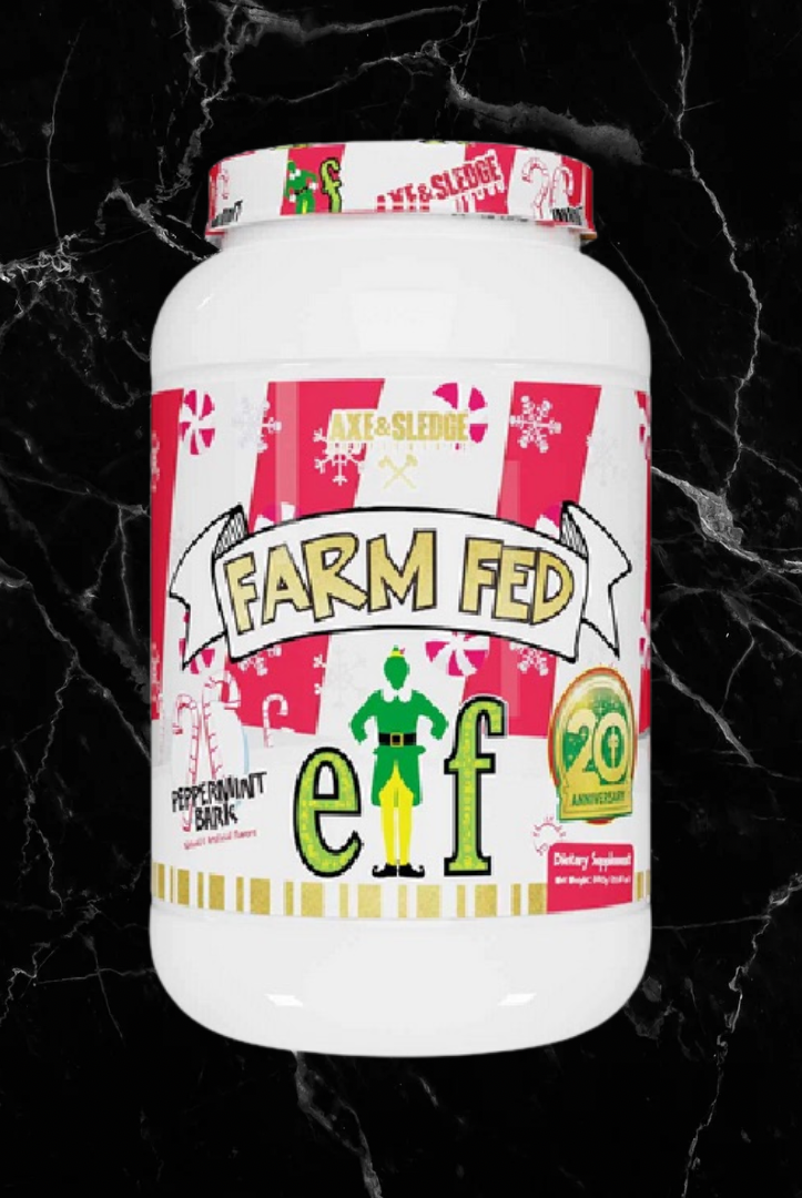 Farm Fed Protein - Pure Isolate Powerhouse in Peppermint Bark flavor, featuring 25g protein and low carb formula by Axe & Sledge.