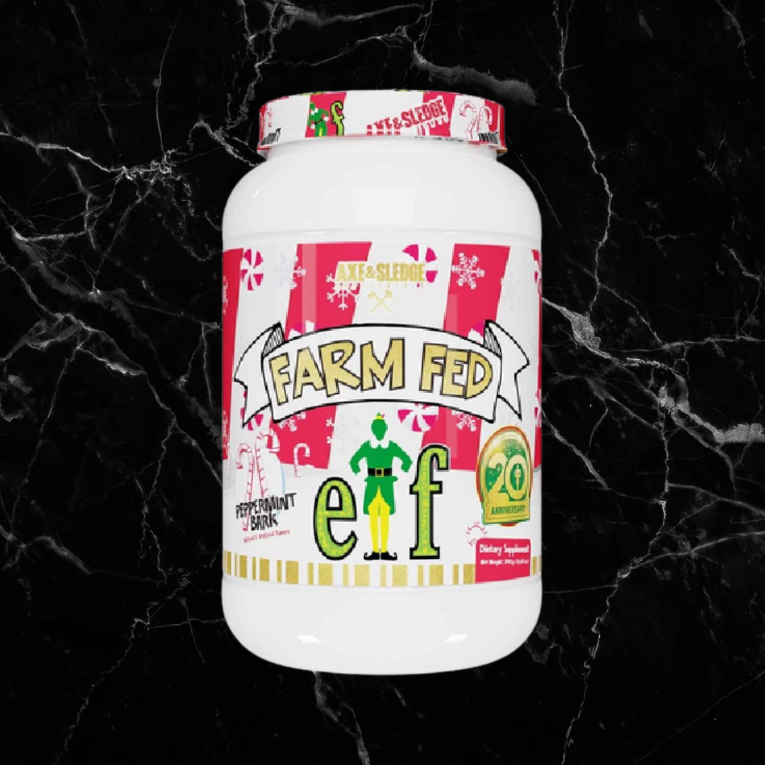 Farm Fed Protein - Pure Isolate Powerhouse in Peppermint Bark flavor, featuring 25g protein and low carb formula by Axe & Sledge.