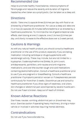 5-HTP 100 supplement usage instructions and warnings