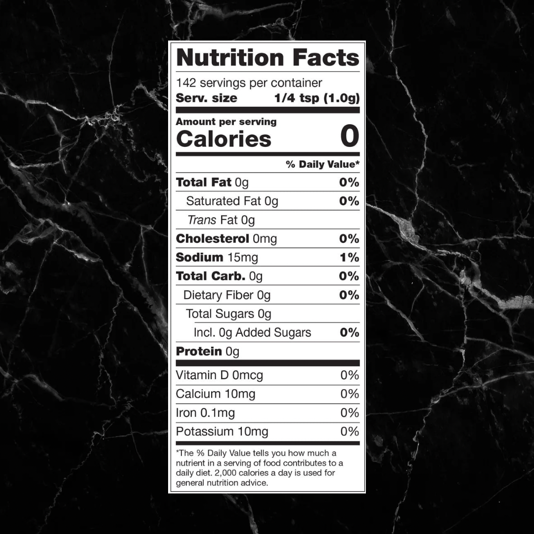 Nutrition facts label for RED HOT RANCH Jalapeno Ranch Seasoning, showing 0 calories, 0g fat, and 0g carbs per 1g serving.