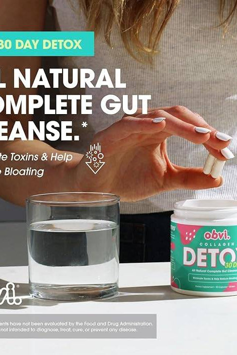 Obvi Detox capsules with glass of water