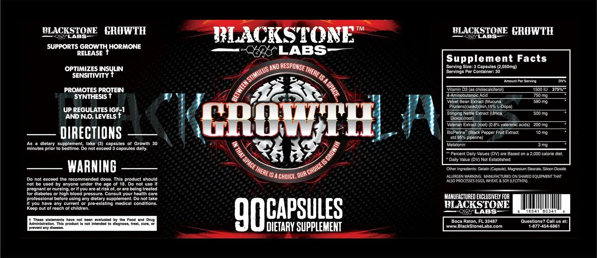 Blackstone Labs Natural G.H Booster Default Title product label showing supplement benefits, directions, and warnings for health-conscious users.