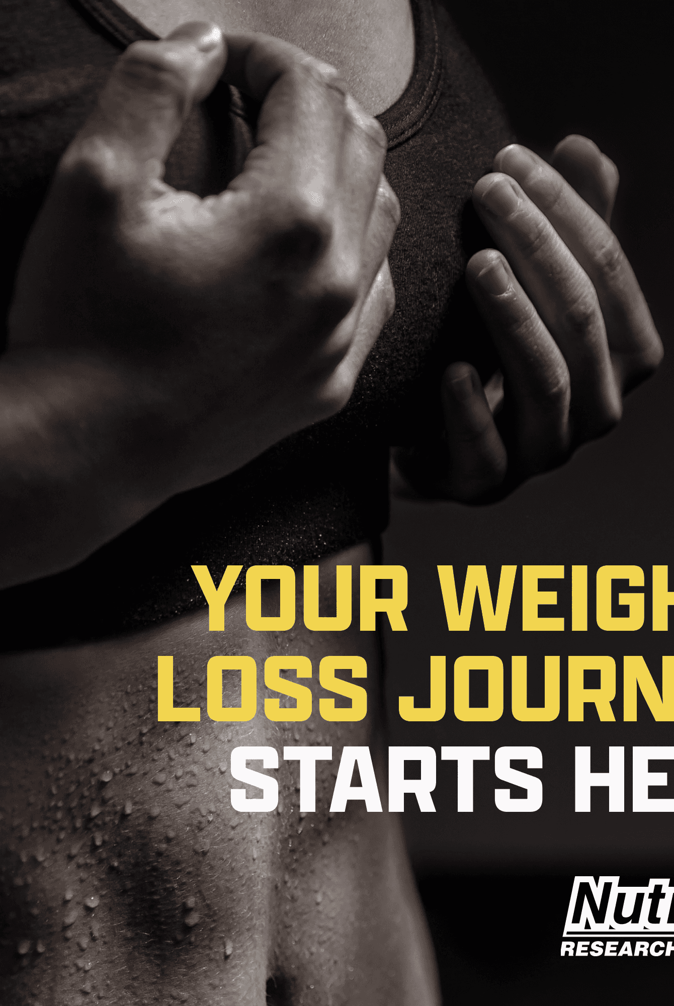 Motivational image for Nutrex Lipo6 HERS Ultra with a fit woman and text stating 'Your Weight Loss Journey Starts Here' by Nutrex Research.