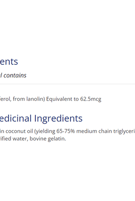 CanPrev D3 2500IU SoftGels ingredients list