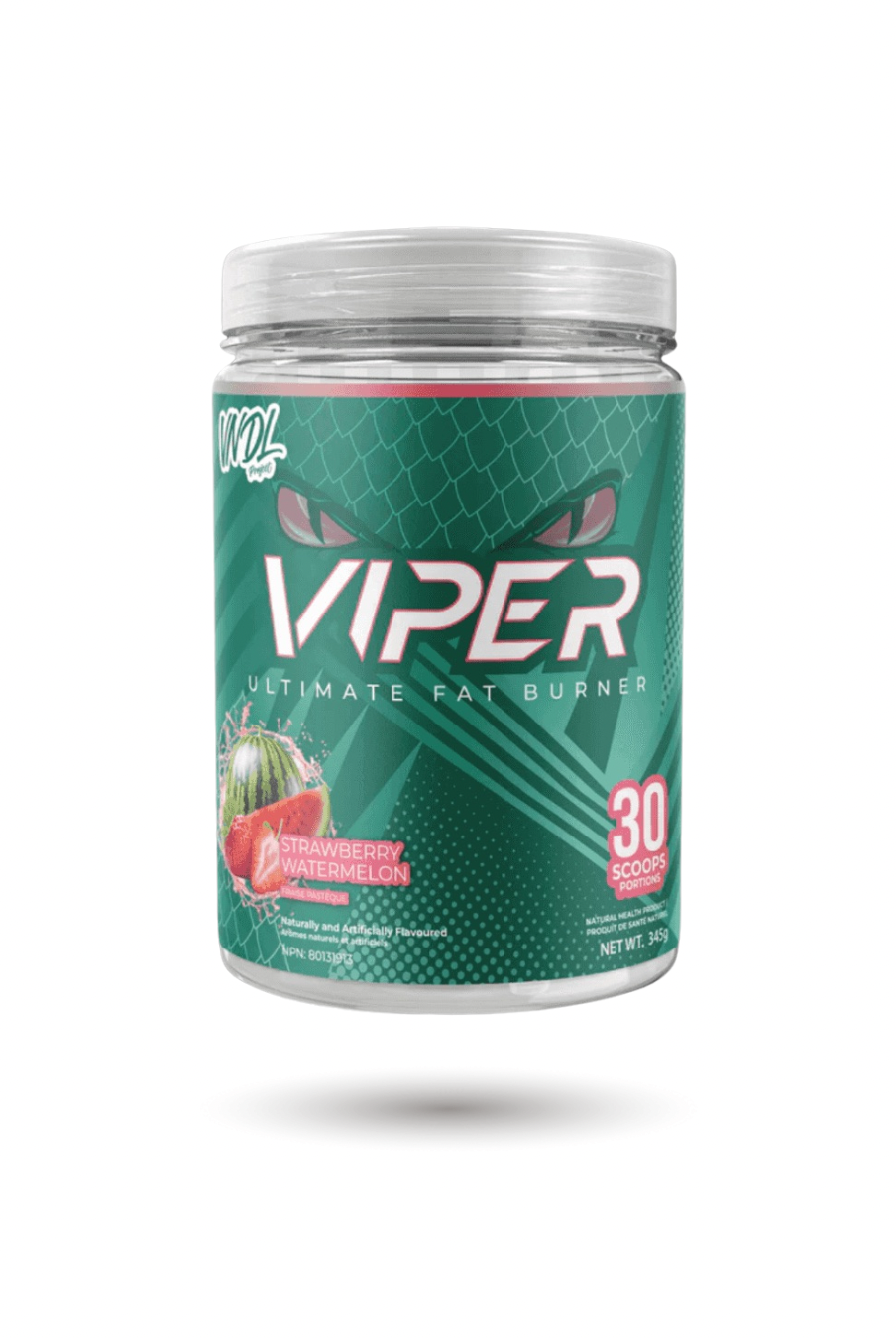 VNDL Project Viper Strawberry Watermelon fat burner supplement, 30 scoops per container, ideal for boosting energy and burning calories.