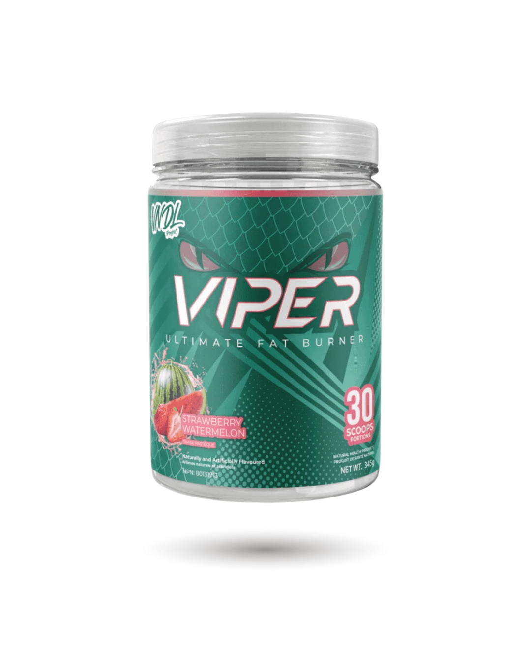 VNDL Project Viper Strawberry Watermelon fat burner supplement, 30 scoops per container, ideal for boosting energy and burning calories.