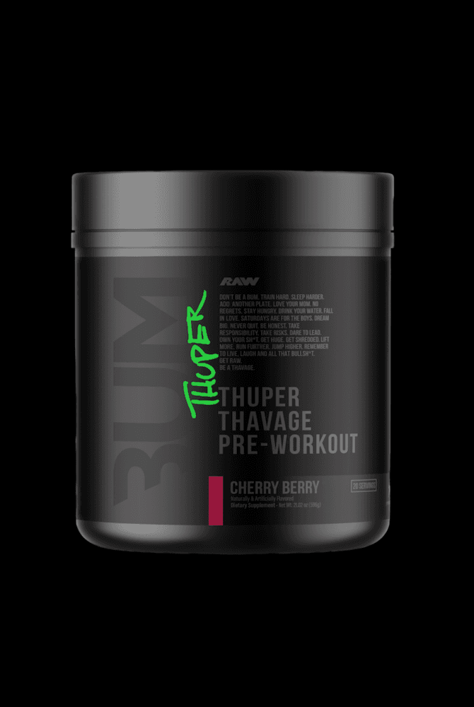 Cherry Berry CBUM Thuper Thavage Pre Workout enhances energy and endurance. Ideal for muscle gain and pre-training performance.