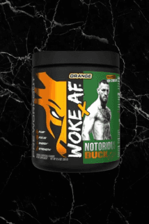 Bucked Up WOKE AF Notorious Buck Pre-Workout Orange Cream flavor designed to boost energy, endurance, and mental clarity during workouts.