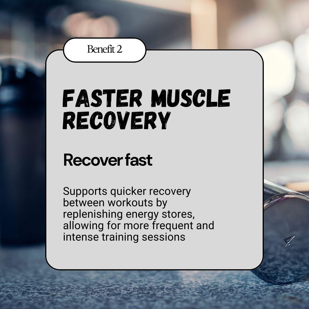 Faster muscle recovery benefit of BulkBully Strawberry Creatine Gummies, supporting energy replenishment and intense training sessions.