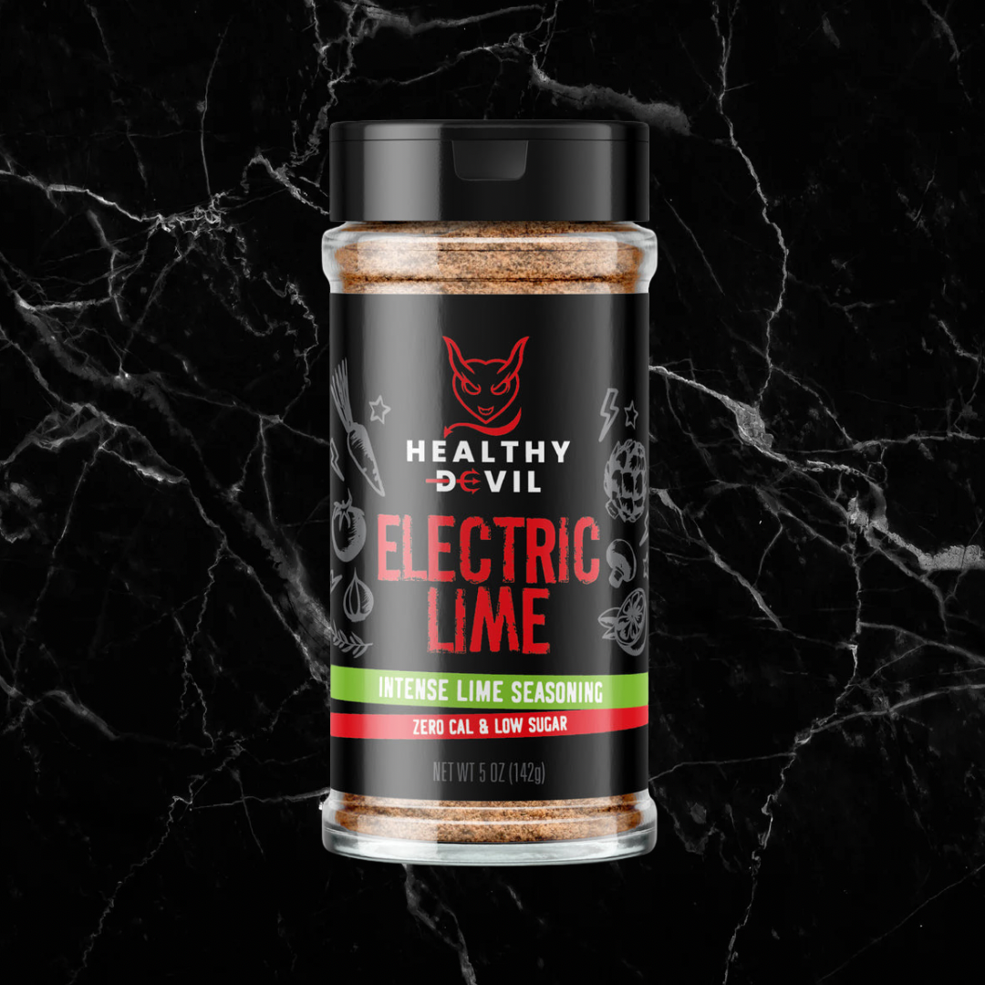 Electric Lime Seasoning | Citrus Spice for Food in a 5 oz Healthy Devil bottle. Zero-calorie lime blend ideal for tacos, chicken, and margaritas.