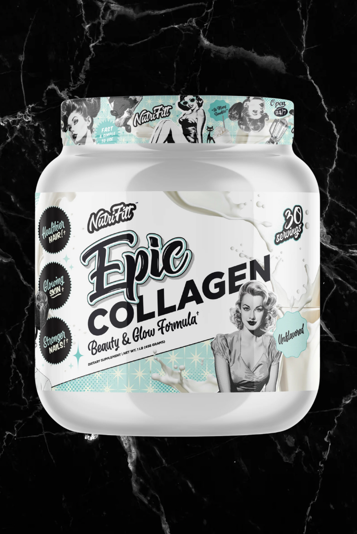 Nutrifitt Collagen - Hydrolyzed Protein Benefits | Skin, Joints supplement tub with retro design, unflavoured formula for beauty and joint health.