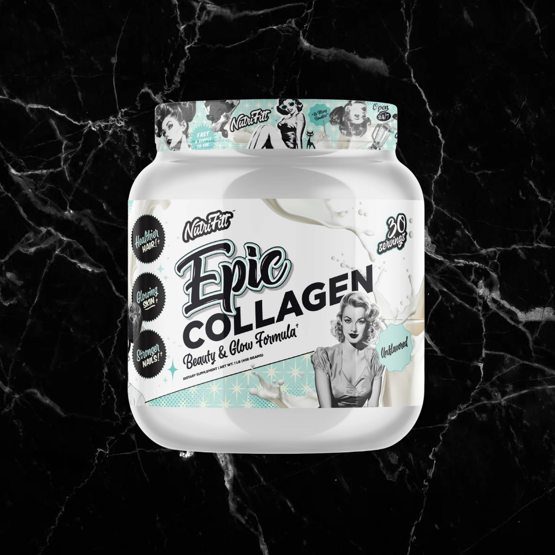 Nutrifitt Collagen - Hydrolyzed Protein Benefits | Skin, Joints supplement tub with retro design, unflavoured formula for beauty and joint health.