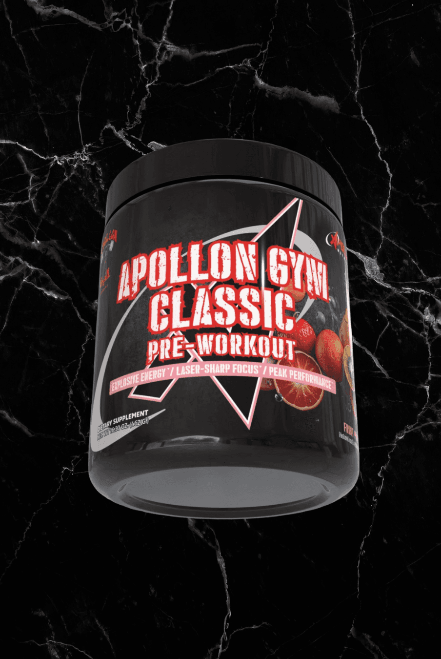 Apollon Gym Classic Pre Workout in peach flavor, designed for laser-sharp focus and high-performance fitness routines in a budget-friendly formula.