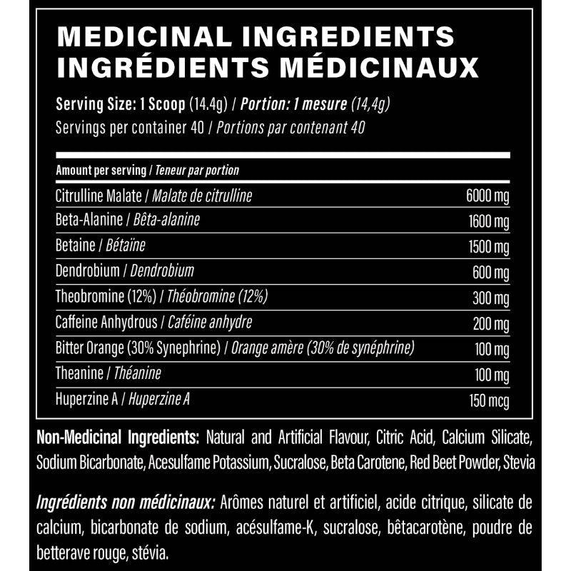 Supernova Legacy Pre Workout ingredients list