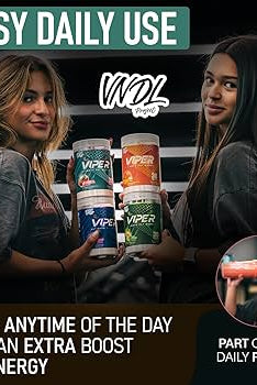 Women holding VNDL Project Viper fat burners, promoting easy daily use for energy boost and fitness support as part of a healthy routine.