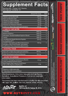 Supplement facts label for Nutrifitt Pump Carnage Non-Stim Formula, detailing ingredients like Citrulline and Betaine for pump enhancement.