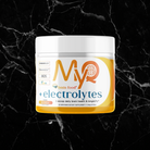 MYQ Brain Food Electrolytes supplement with orange juice flavor, designed to support hydration, brain function, and gut health.
