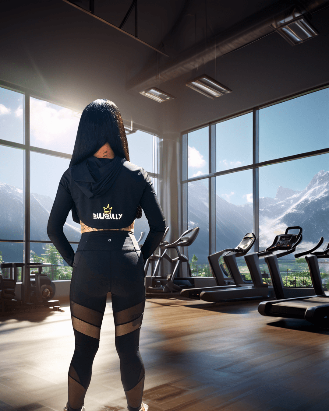 BulkBully Sports Bra and Shrug Back - Model Montana Roycroft