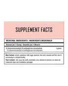 Supplement facts label of VNDL Micronized Creatine showing 5g of N-methylglycine monohydrate per scoop and allergen warnings.