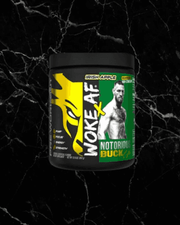 Bucked Up WOKE AF Notorious Buck Pre-Workout Irish Apple flavor with intense energy and focus formula for advanced training performance.