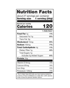 Nutrition facts label for ABE Whey ISO showing 120 calories, 25g protein, 1g fat, 1g carbs per serving, supporting high-protein, low-carb diets.