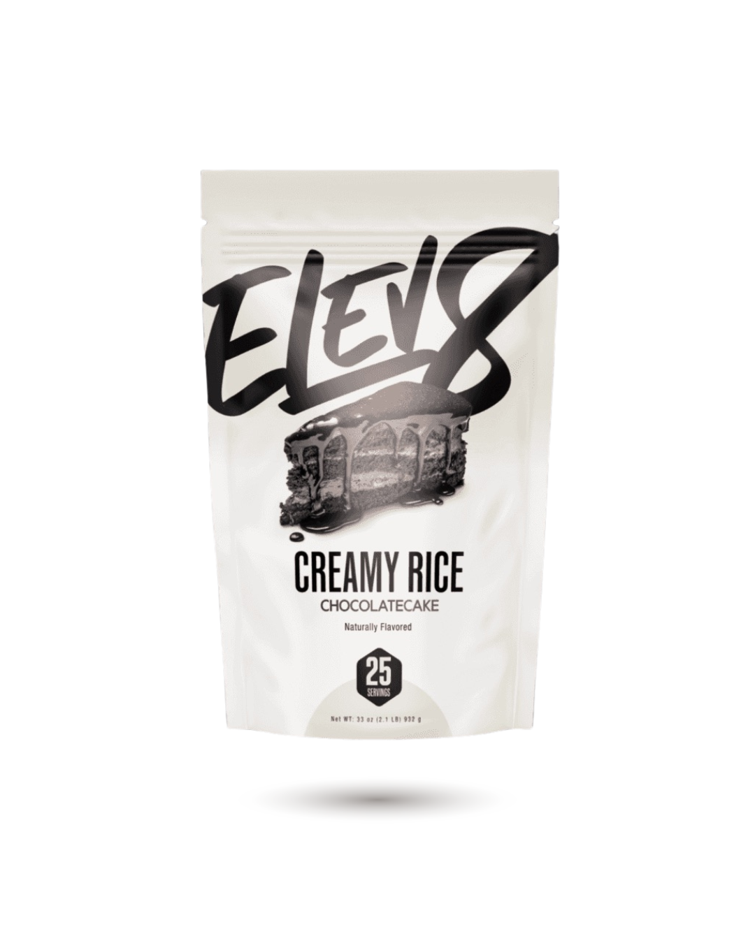 ELEV8 Creamy Rice Snack Chocolate Cake flavor with bold packaging. High-carb, easy-digest option for active nutrition and energy support.