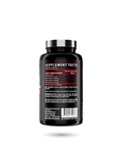 Back label of Nutrex Hardcore Anabol Supplement showing supplement facts and ingredients. 60 servings per bottle for enhanced muscle development.