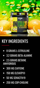 Axe & Sledge Intake Pre-Workout key ingredients list
