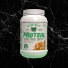 Black Magic Supply vegan protein supplement in peanut butter flavor with 20g plant-based protein, ideal for fitness and nutrition needs.