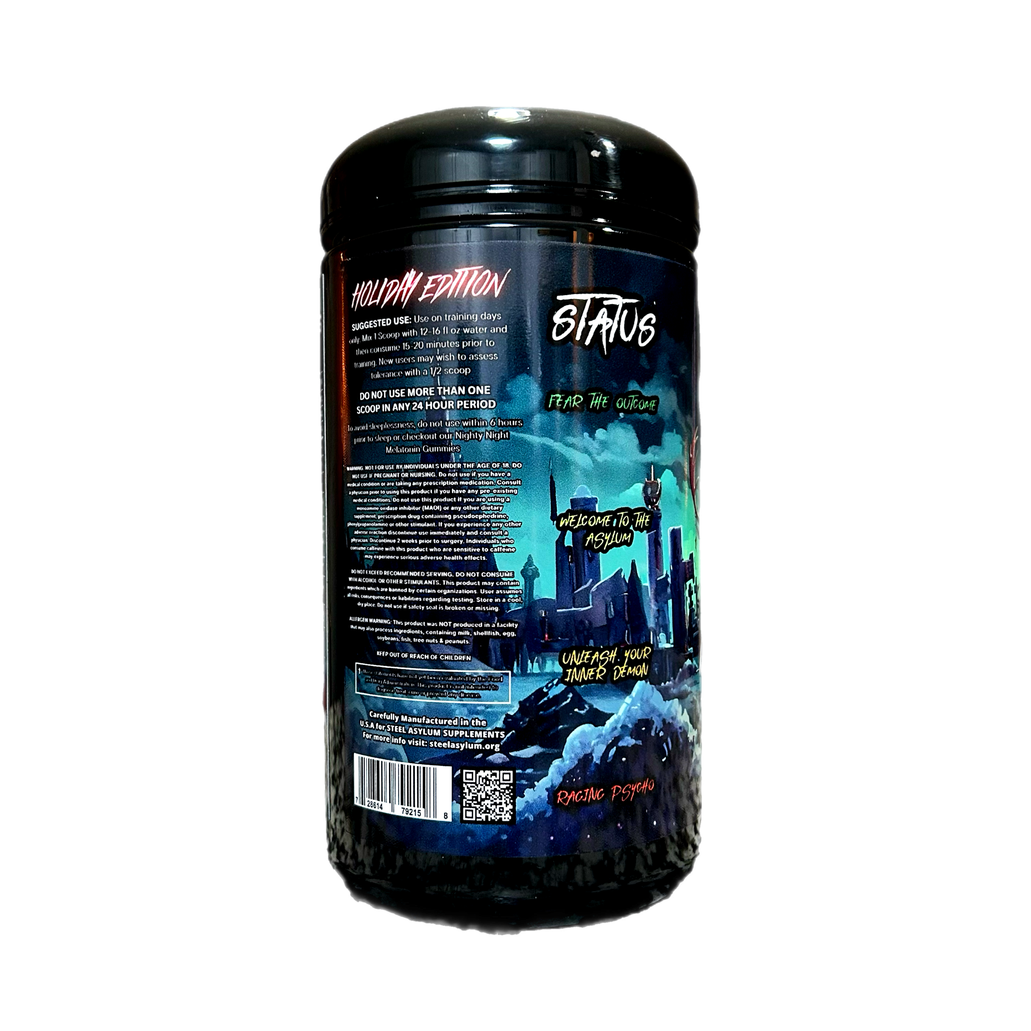 Back label of Insanity V2 Pre-Workout Blood Orange 