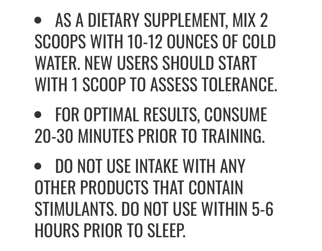 Axe & Sledge Intake Pre-Workout usage instructions